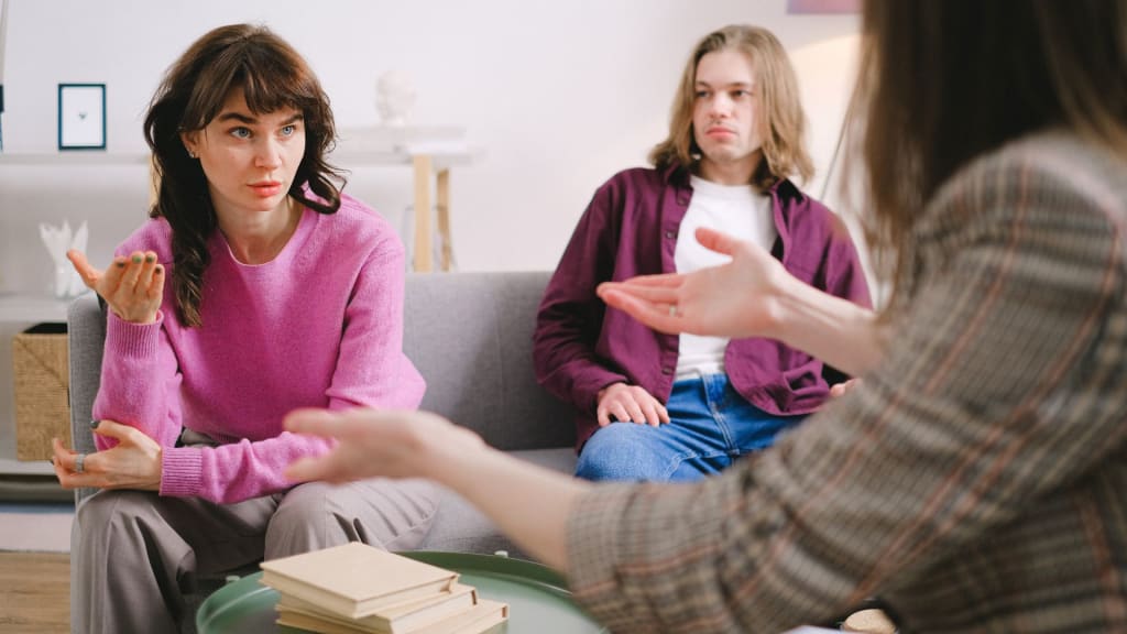 A Couple in a Therapy Session. Couples therapy before marriage